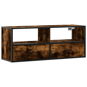 vidaXL TV-Schrank Räuchereiche 100x31x39,5 cm Holzwerkstoff und Metall