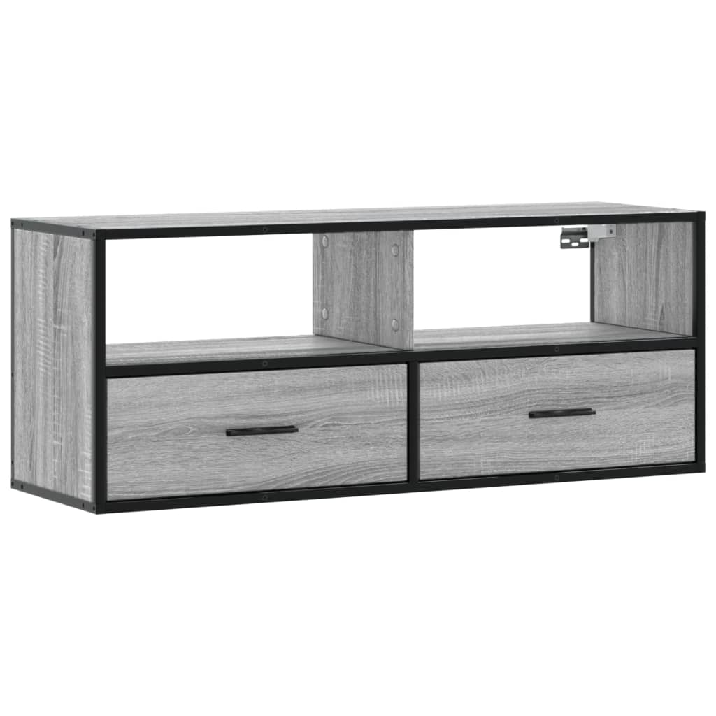 TV-Schrank Grau Sonoma 100x31x39,5 cm Holzwerkstoff und Metall