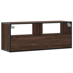 vidaXL TV-Schrank Braun Eiche 100x31x39,5 cm Holzwerkstoff und Metall