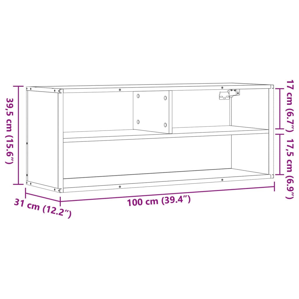 vidaXL TV-Schrank Räuchereiche 100x31x39,5 cm Holzwerkstoff und Metall