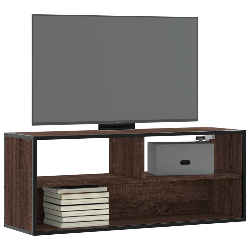 vidaXL TV-Schrank Braun Eiche 100x31x39,5 cm Holzwerkstoff und Metall