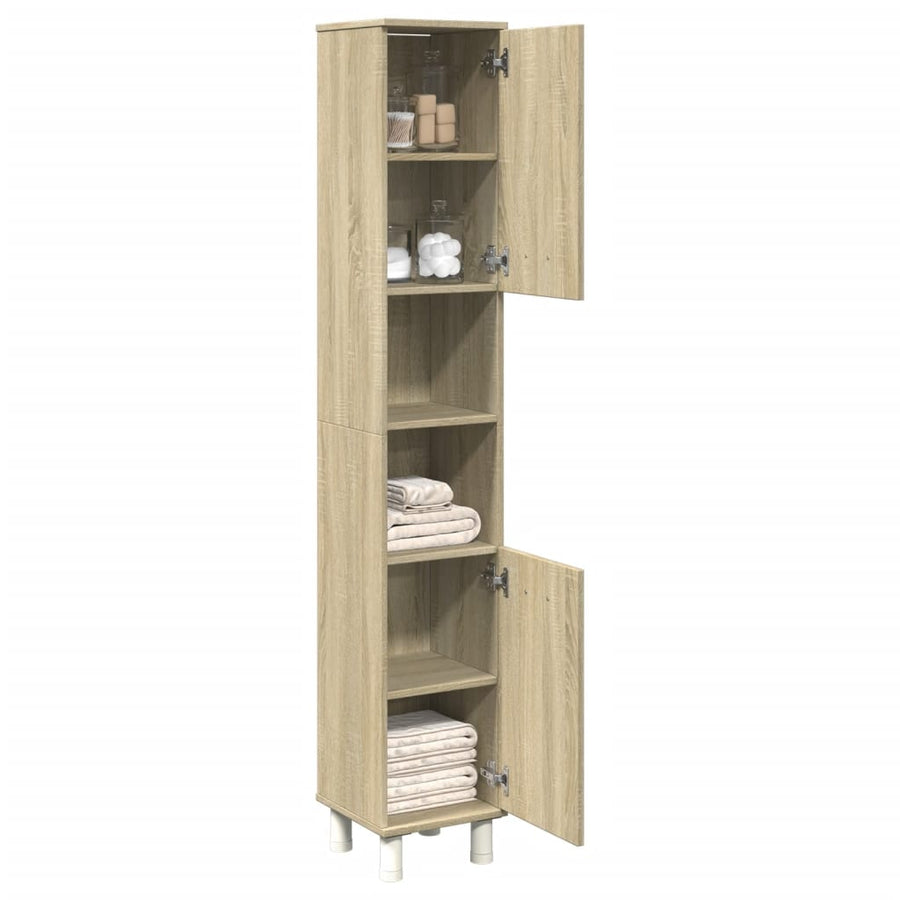 Badschrank Sonoma-Eiche 30,5x30x179 cm Holzwerkstoff Stilecasa