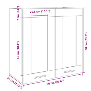 vidaXL Hängeglasschrank Sonoma-Eiche 60x31x60 cm Holzwerkstoff