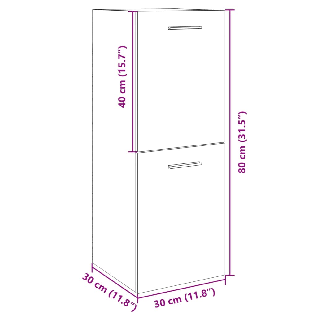 Badezimmerschrank Sonoma-Eiche 30x30x80 cm Holzwerkstoff Stilecasa