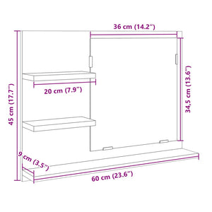 vidaXL Badspiegel Sonoma-Eiche 60x10,5x45 cm Holzwerkstoff