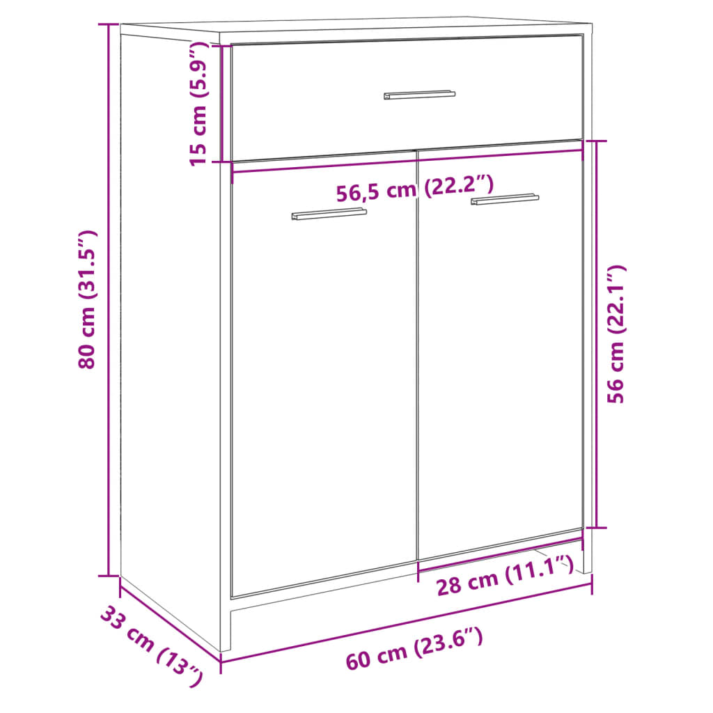 vidaXL Badezimmerschrank Sonoma-Eiche 60x33x80 cm Holzwerkstoff