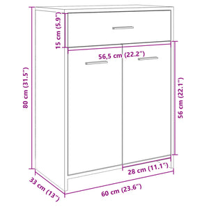 vidaXL Badezimmerschrank Sonoma-Eiche 60x33x80 cm Holzwerkstoff