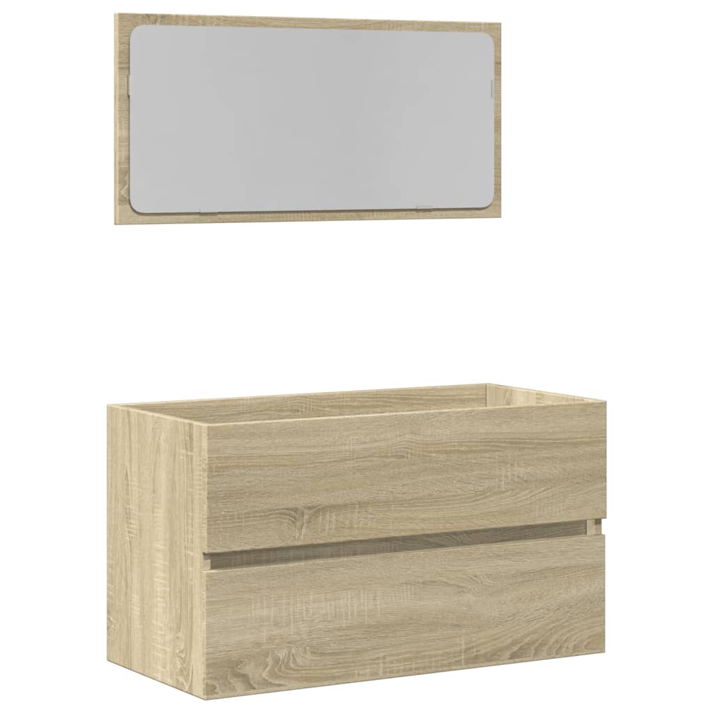 vidaXL Badschrank mit Spiegel Sonoma-Eiche 80x38,5x45 cm