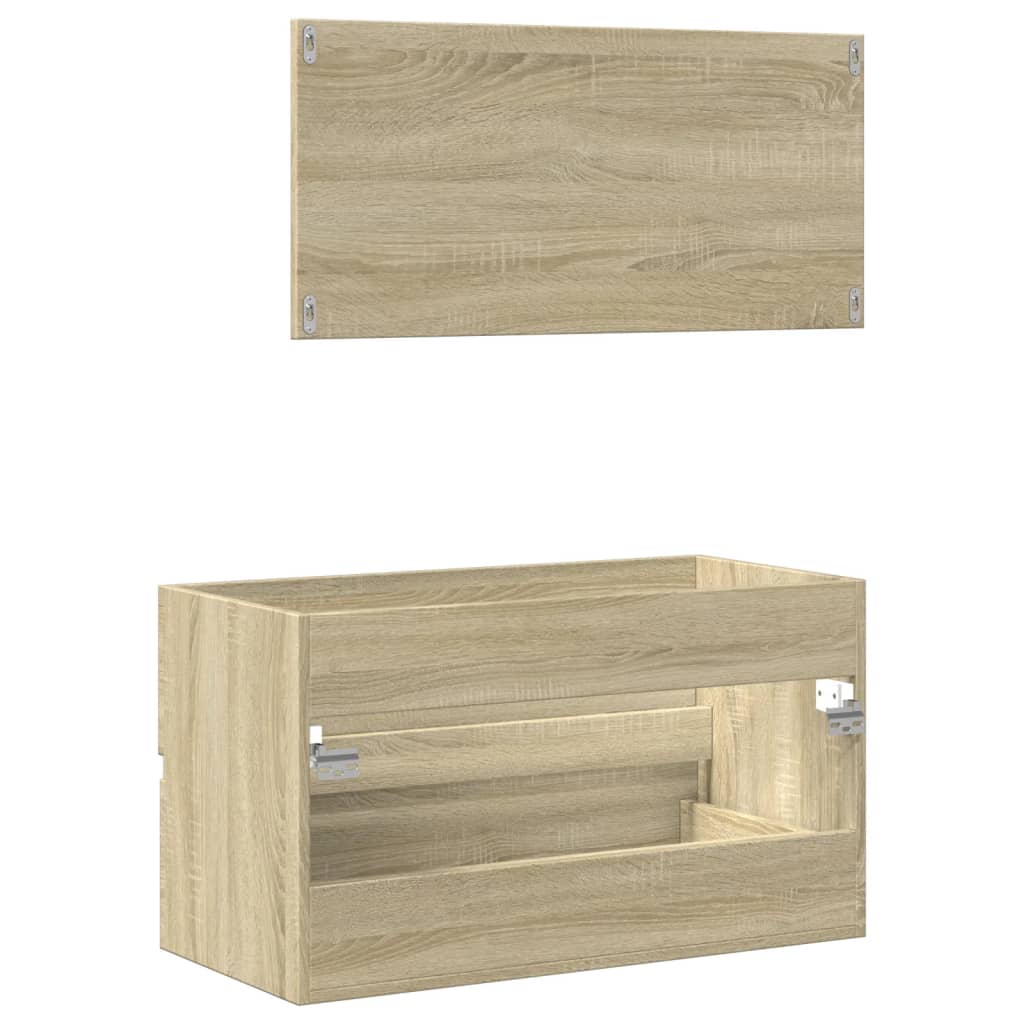 vidaXL Badschrank mit Spiegel Sonoma-Eiche 80x38,5x45 cm