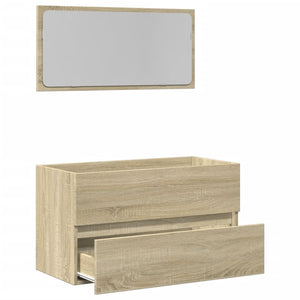 vidaXL Badschrank mit Spiegel Sonoma-Eiche 80x38,5x45 cm