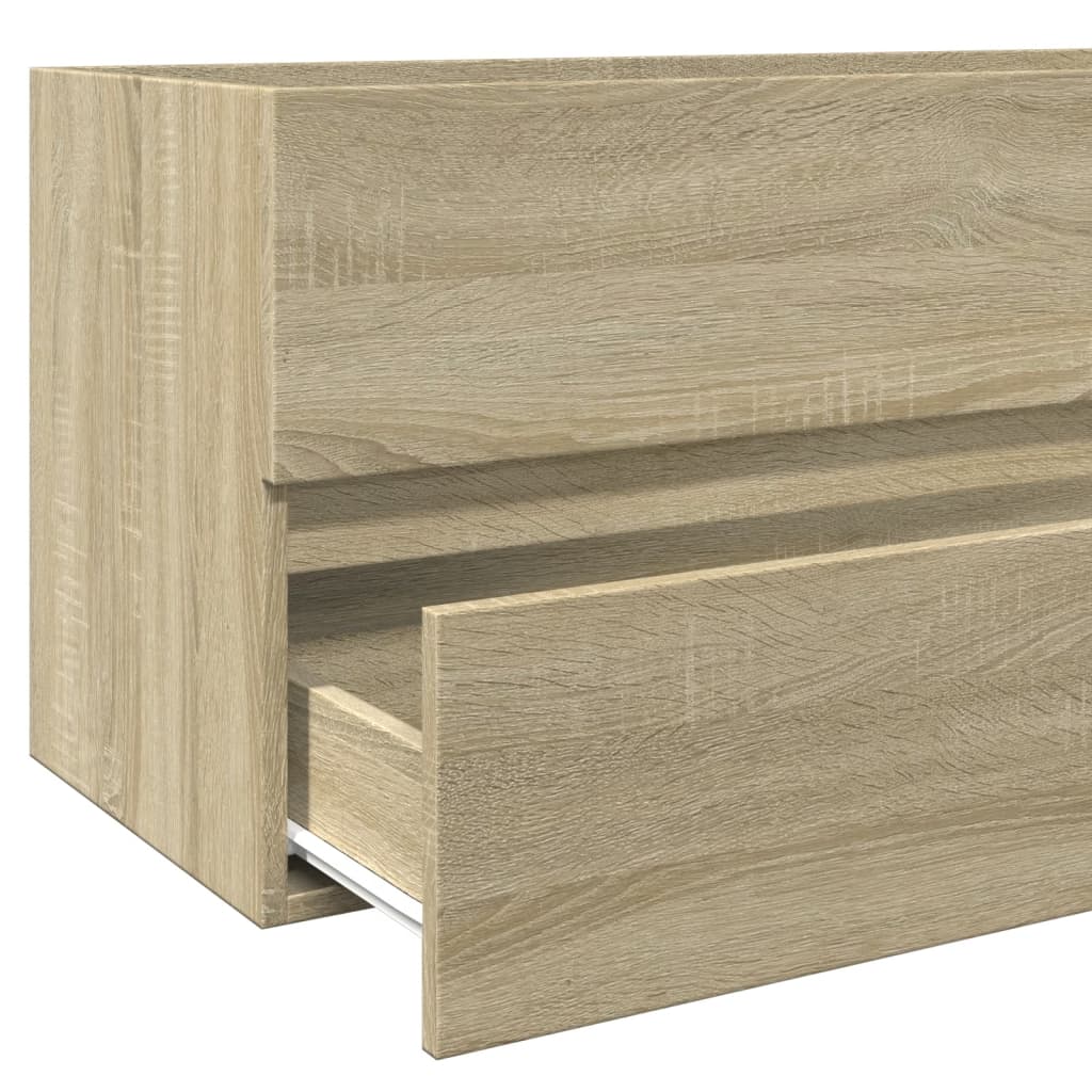 vidaXL Badschrank mit Spiegel Sonoma-Eiche 80x38,5x45 cm