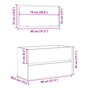 vidaXL Badschrank mit Spiegel Sonoma-Eiche 80x38,5x45 cm