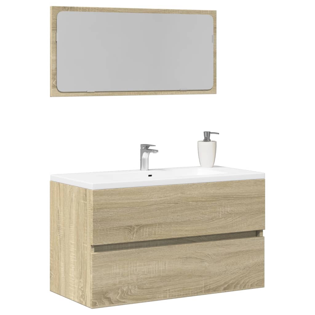 vidaXL Badschrank mit Spiegel Sonoma-Eiche 80x38,5x45 cm