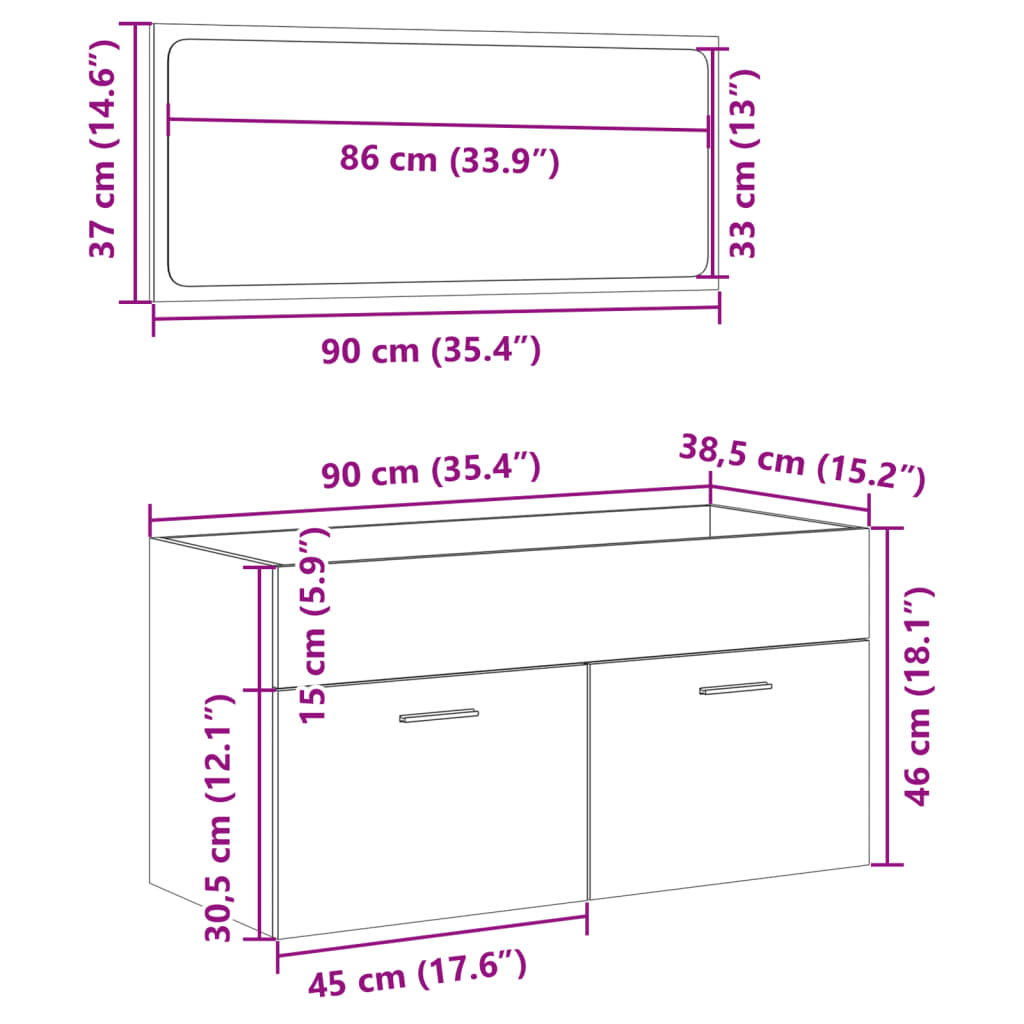 vidaXL 2-tlg. Badmöbel-Set Sonoma-Eiche Holzwerkstoff