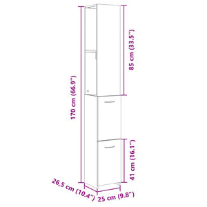 vidaXL Badschrank Sonoma-Eiche 25x26,5x170 cm Holzwerkstoff