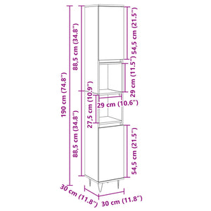 vidaXL Badschrank Sonoma-Eiche 30x30x190 cm Holzwerkstoff