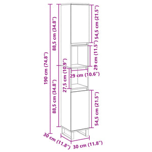 vidaXL Badschrank Sonoma-Eiche 30x30x190 cm Holzwerkstoff