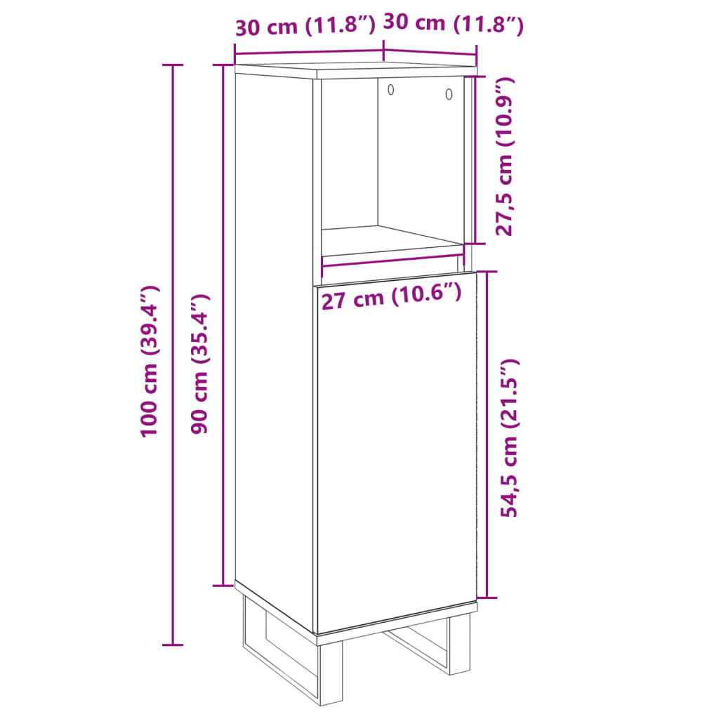 vidaXL Badschrank Sonoma-Eiche 30x30x100 cm Holzwerkstoff