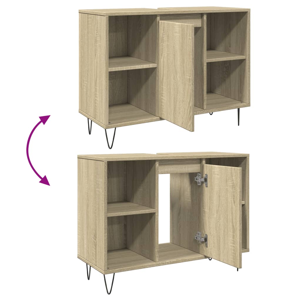 vidaXL Badschrank Sonoma-Eiche 80x33x60 cm Holzwerkstoff