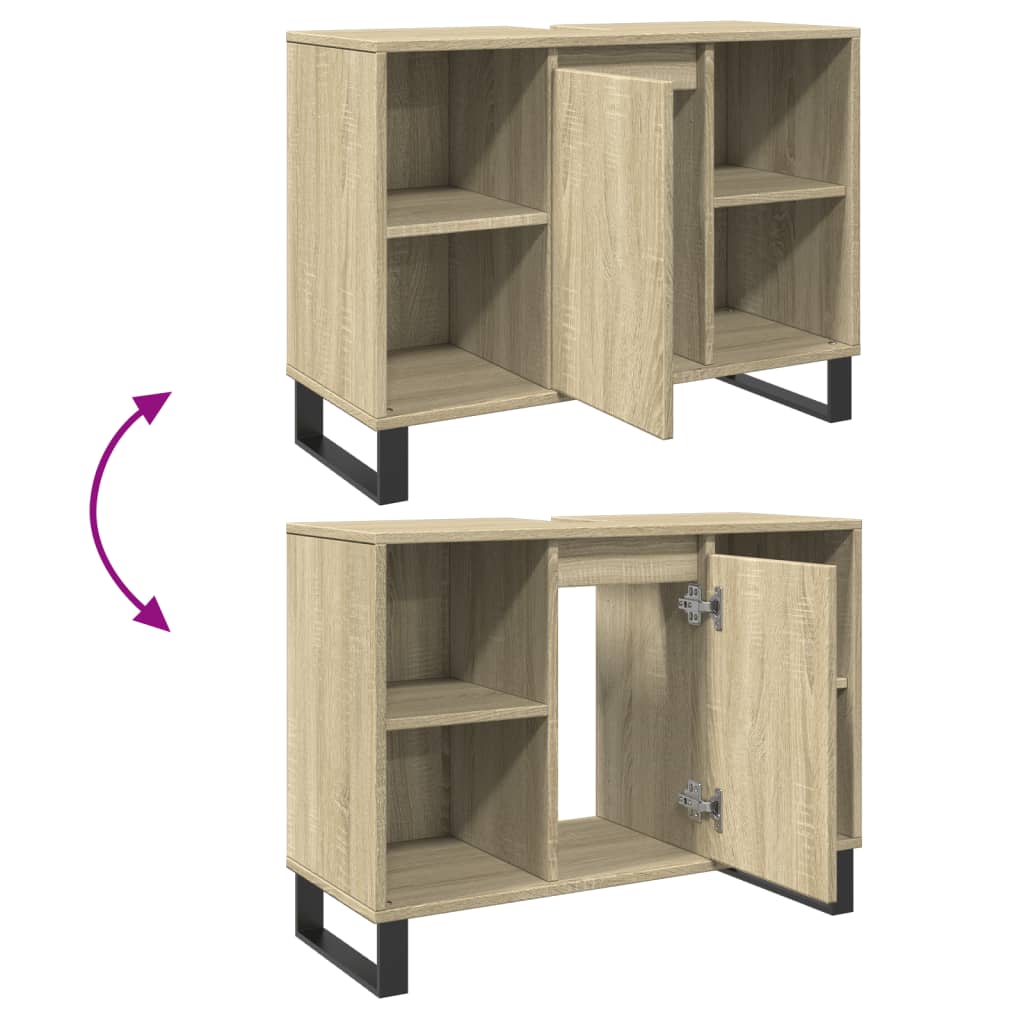 vidaXL Badschrank Sonoma-Eiche 80x33x60 cm Holzwerkstoff