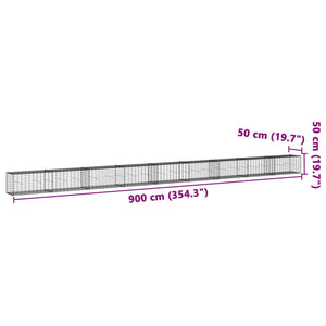Gabione mit Deckel 900x50x50 cm Verzinktes Eisen