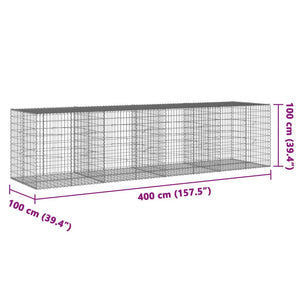 Gabione mit Deckel 400x100x100 cm Verzinktes Eisen