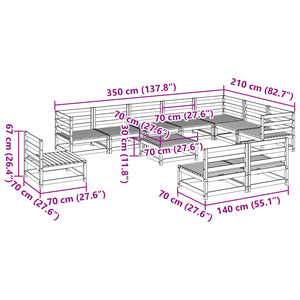 vidaXL 11-tlg. Garten-Sofagarnitur Massivholz Kiefer