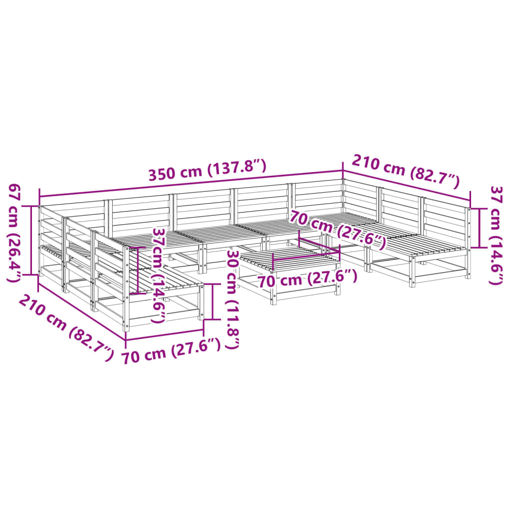 vidaXL 10-tlg. Garten-Sofagarnitur Massivholz Douglasie