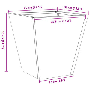 Pflanzkübel Schwarz 30x30x30 Stahl