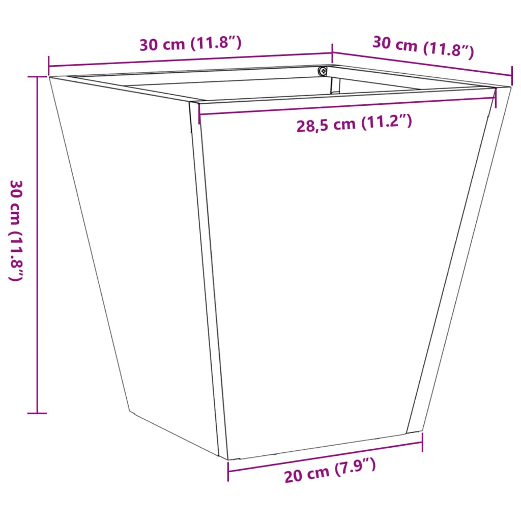 Pflanzkübel 2 Stk. Schwarz 30x30x30 Stahl