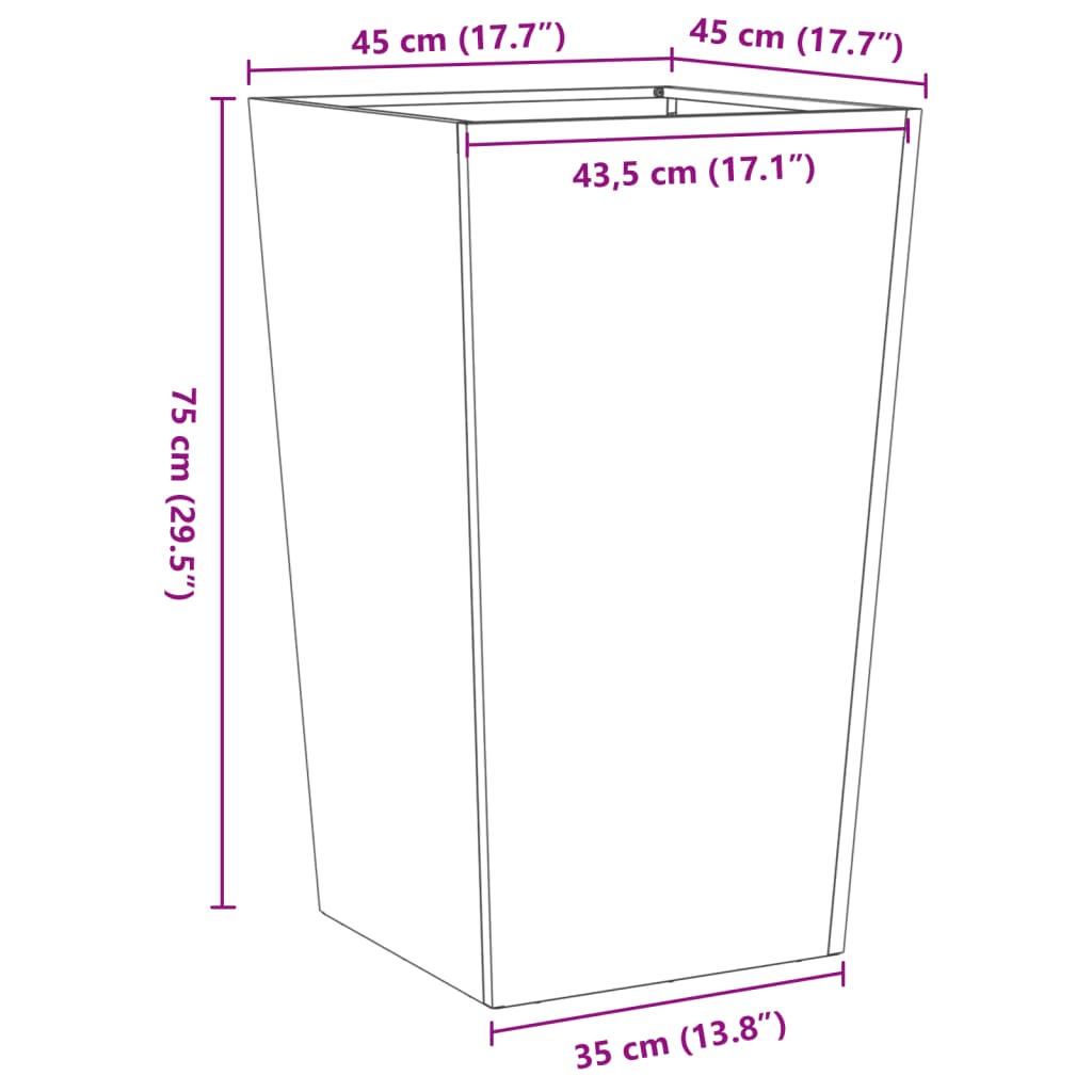 Pflanzkübel 2 Stk. 45x45x75 cm Verzinkter Stahl