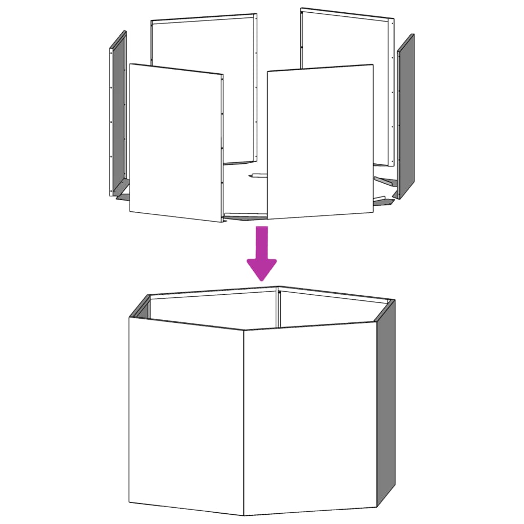 Pflanzkübel Schwarz Sechseckig 69x60x45 Stahl Stilecasa