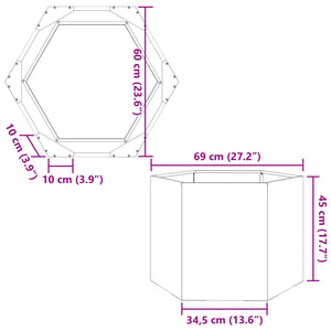 Pflanzkübel Anthrazit Sechseckig 69x60x45 Stahl Stilecasa