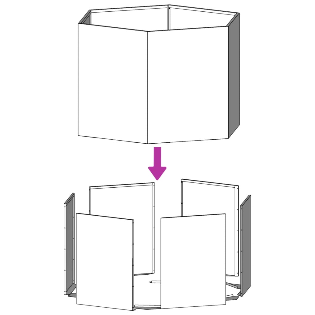 Pflanzkübel Sechseckig 138x120x45 Edelstahl