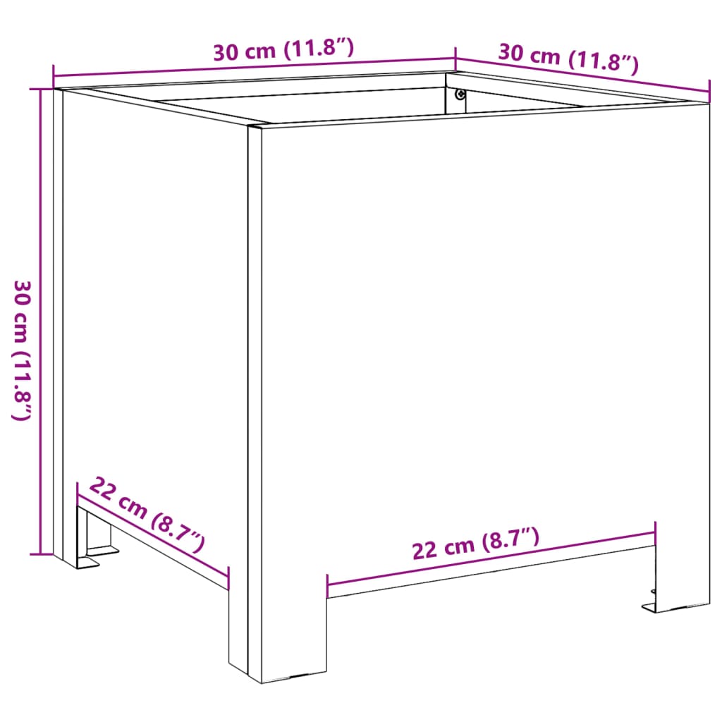 Pflanzkübel 2 Stk. Schwarz 30x30x30 Stahl