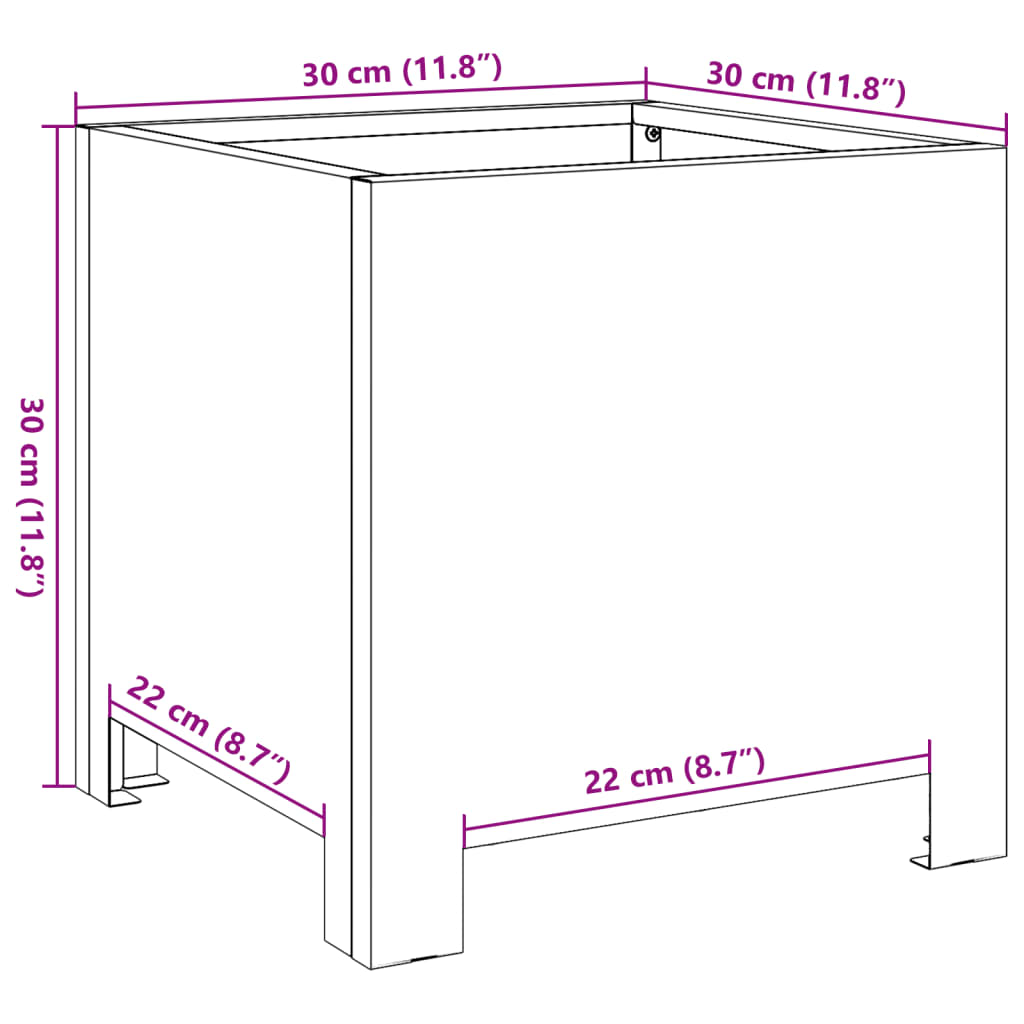 Pflanzkübel 2 Stk. Anthrazit 30x30x30 Stahl