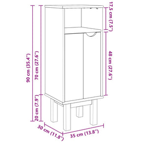 vidaXL Badschrank OTTA 35x30x90 cm Massivholz Kiefer