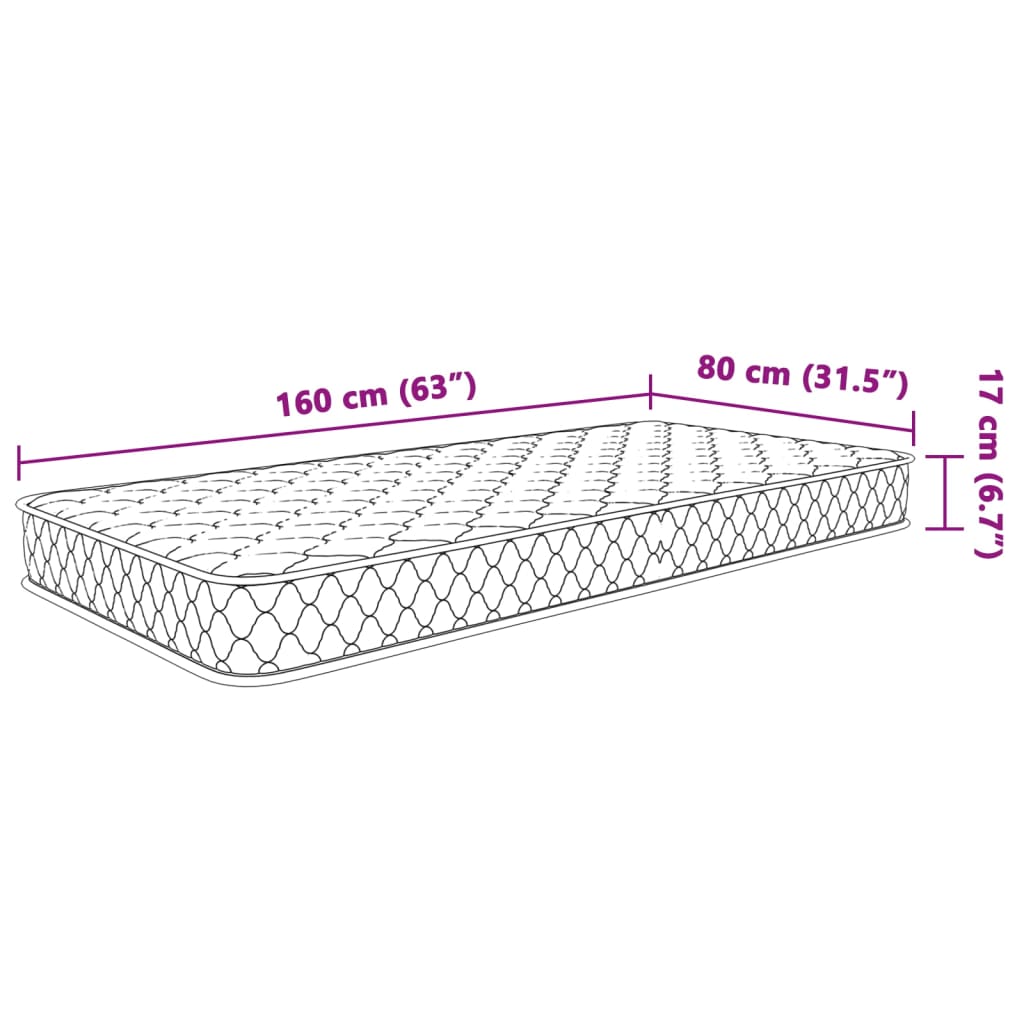 vidaXL Memory-Schaum-Matratze 80x160x17 cm Weiß