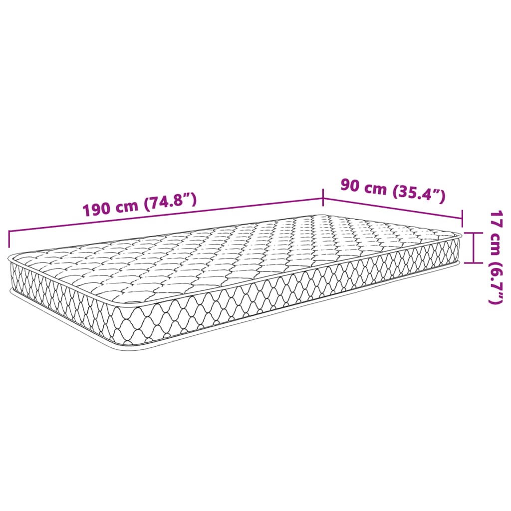 vidaXL Memory-Schaum-Matratze 90x190x17 cm Weiß