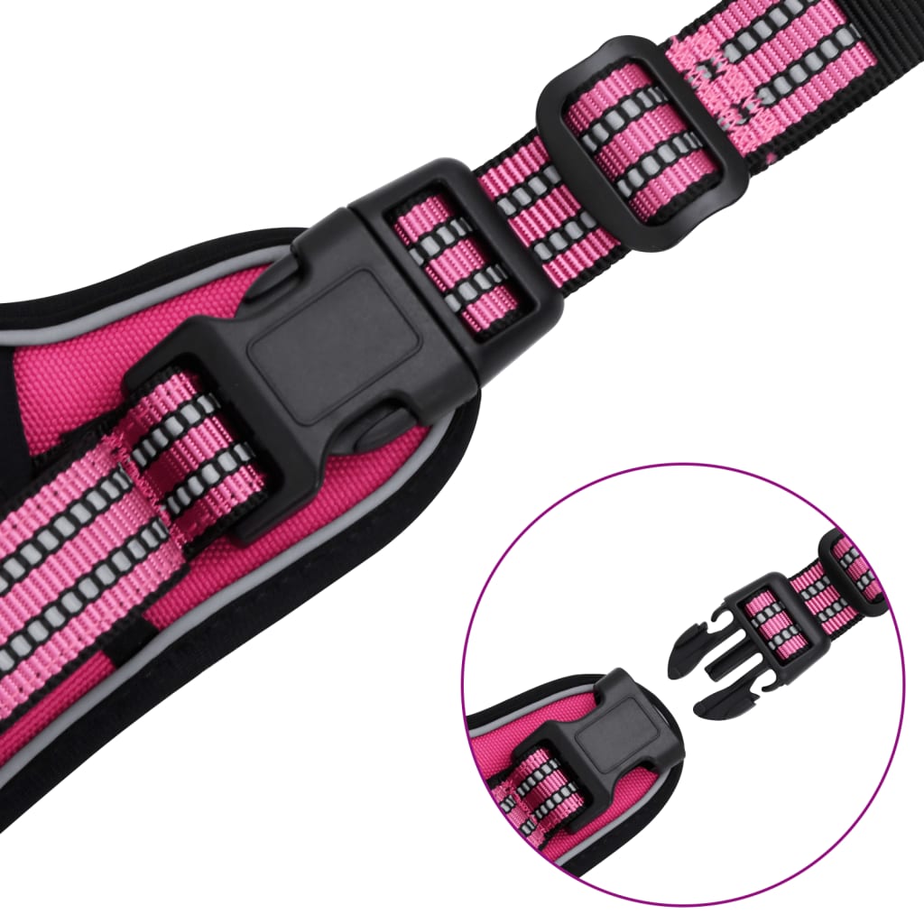 vidaXL Hundegeschirr mit Leine & Halsband Verstellbar Rosa L