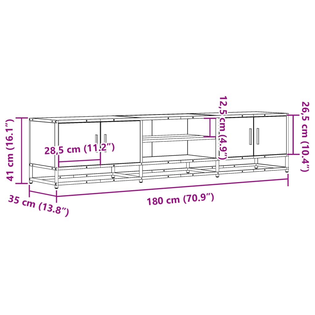 vidaXL TV-Schrank Schwarz 180x35x41 cm Holzwerkstoff