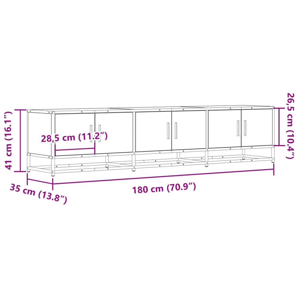 vidaXL TV-Schrank Räuchereiche 180x35x41 cm Holzwerkstoff