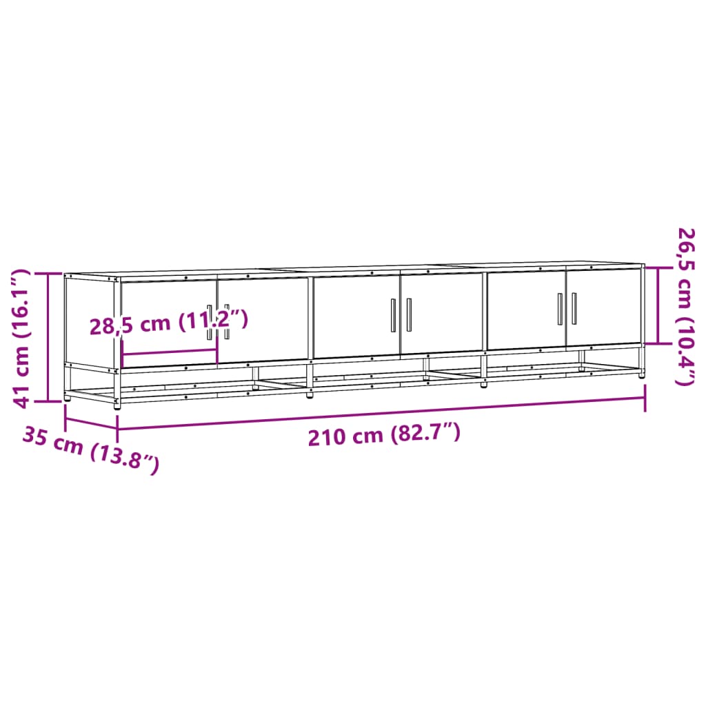 vidaXL TV-Schrank Schwarz 210x35x41 cm Holzwerkstoff