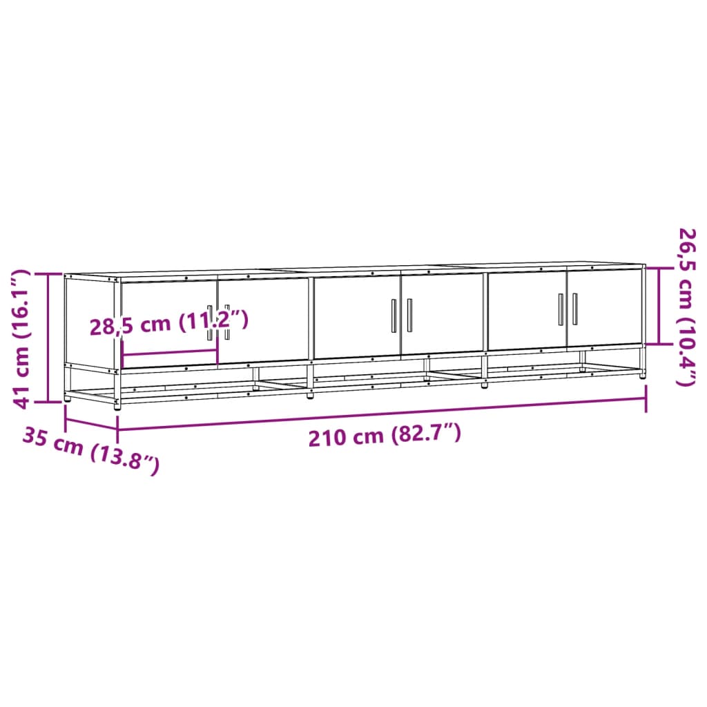 vidaXL TV-Schrank Sonoma-Eiche 210x35x41 cm Holzwerkstoff