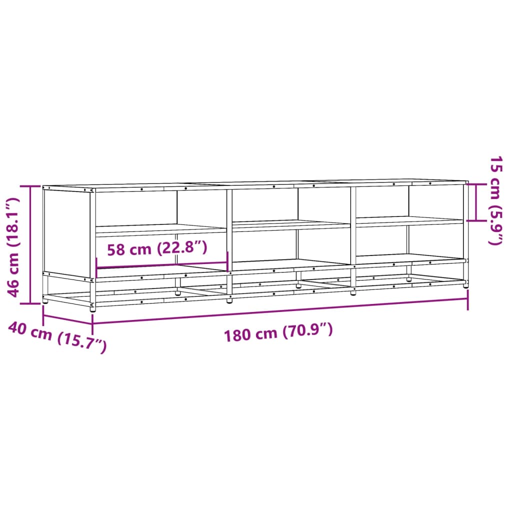 vidaXL TV-Schrank Schwarz 180x40x46 cm Holzwerkstoff