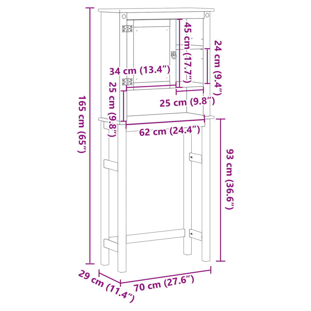 vidaXL Waschmaschinenschrank Corona Massivholz Kiefer