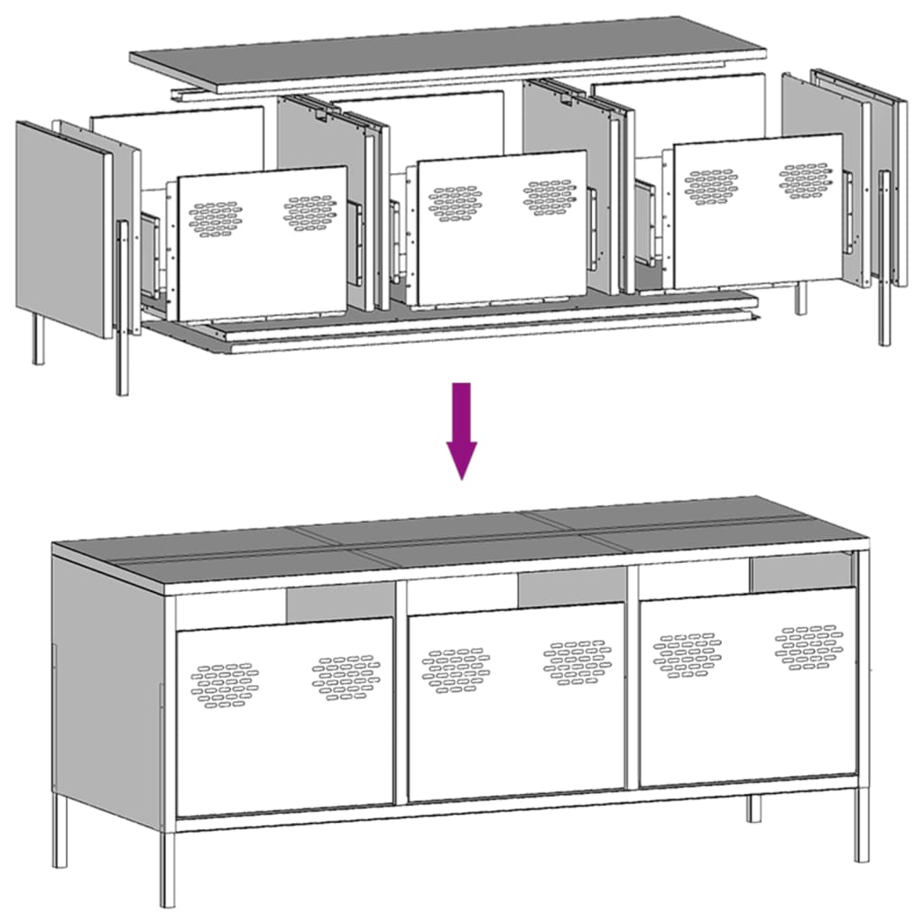 vidaXL TV-Schrank Schwarz 101,5x39x43,5 cm Kaltgewalzter Stahl