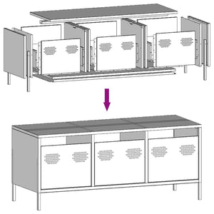 vidaXL TV-Schrank Schwarz 101,5x39x43,5 cm Kaltgewalzter Stahl