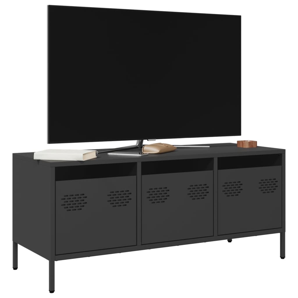 vidaXL TV-Schrank Schwarz 101,5x39x43,5 cm Kaltgewalzter Stahl