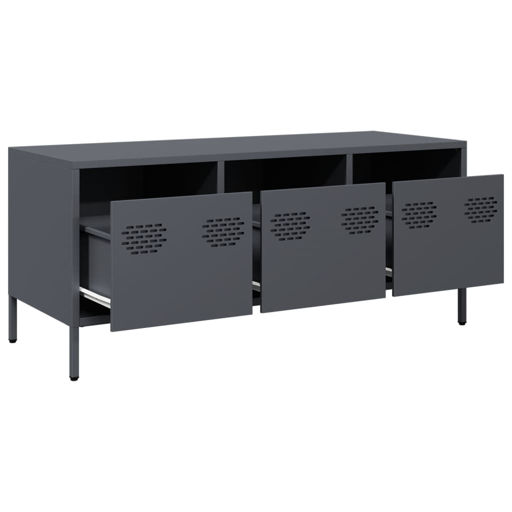 vidaXL TV-Schrank Anthrazit 101,5x39x43,5 cm Kaltgewalzter Stahl